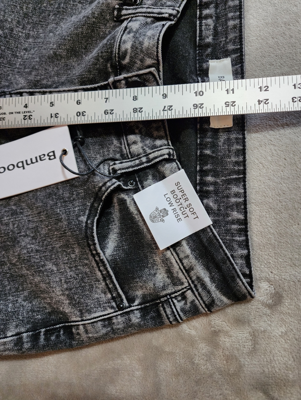 Y2K Low Rise Flare | Acid Wash Denim Jeans | Bamboo | Size 7/8 NWT - Picture 6 of 8
